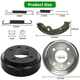 Golf Cart Yamaha Brake Drum/Hub Kit Fit 1993-2006 G14, G16, G19, G22 Models Gas/Electri, Brake Drums&Brake Shoes&Bendix Brake Shoes Spring Kit, OEM JU0-G6521-00-00, JN6-F5331-01-00, JG5819G-00