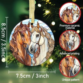 Double-Sided Ceramic Christmas Horse Ornaments - Christmas Tree Decorations, Xmas Gifts for Horse Lovers