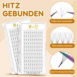 B&Q Ready-to-Use Fan Eyelashes, 5D-D-0.07-13, Pointed Base, Eyelash Extensions, 3D, 4D, 5D, 6D, 10D, 0.05, 0.07, 0.10 mm Volume Eyelashes, C, D Curl, Black (5D-D Curl-0.07 mm, 13 mm)