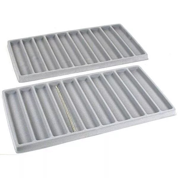 FindingKing 10 Slot Bracelet Display Tray Inserts Gray 14 1/8"