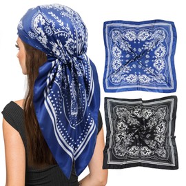 vimate Headscarf for Women - 35 Inch Square Silk Feel Satin Scarf Silk Scarf for Hair Wrapping and Sleeping at Night, 2er-e