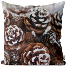 VOID Pine Cones Snow Decorative Cushion Cover Sofa Cushion Decoration Christmas Winter Christmas Decoration Cushion Size: 50 x 50 cm