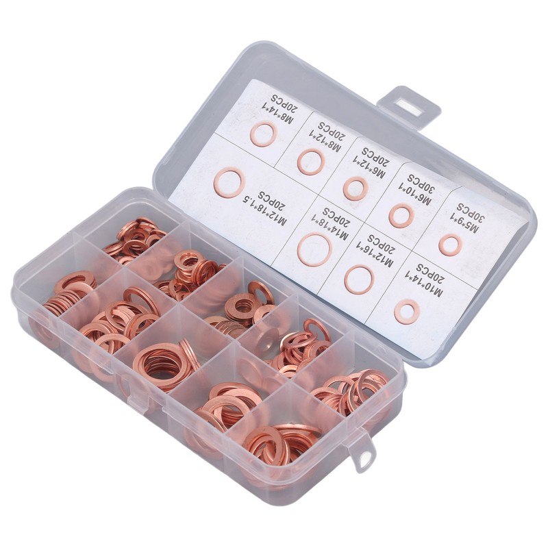 200Pcs Oil Drain Plug Gasket Red Copper Heating Processing 9