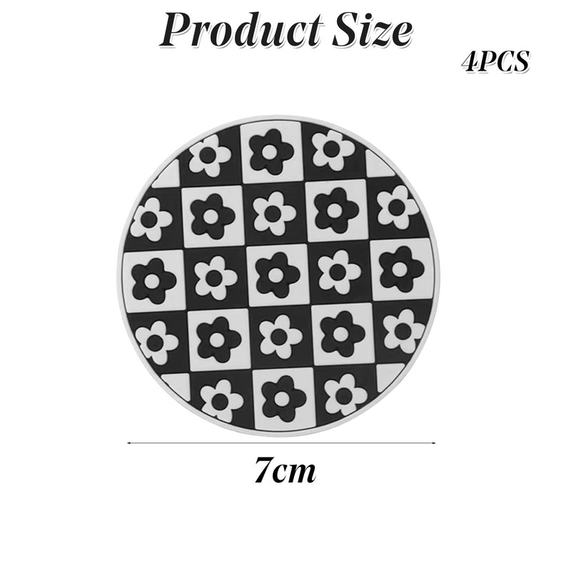 4PCS Car Coasters Flower Pattern Auto Cup Holder Insert Coasters
