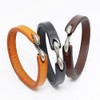 AZYOUNG Black Brown Orange Leather Bracelet Simple Narrow Band S