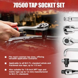 70500 Tap Socket Set, 8-Piece Tap Sockets Compatible with 1/4" & 3/8" Drive, Fits Fractional MCTI Standard Taps up to 1/2" and 1/8" NPT & Metric Taps up to 12mm Manufactured to MCTI Standard