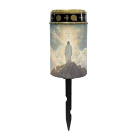 Poceacles Cross Solar Candle Cemetery Solar Lights for Grave LED Garden Lights Solar Powered Solar Pathway Lights Outdoor Waterproof with Dusk to Dawn Sensor, God Cross Light