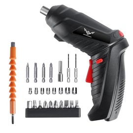 JENABOM 26 in 1 Electric Screwdriver Cordless Rechargeable Small Power Drill Set 3.6V Li-ion 3.5N·m Max Torque Electric Rotatable with Case LED Light Screwdriver for Home Office DIY Tools (Black)