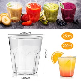 Plastic Cups, Plastic Cups Reusable, 200 ml Acrylic Tumblers, Stackable Acrylic for Party BBQ Football Games Festival Birthday (25)