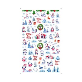 New Year Snowman Penguin Christmas Snowflake Santa Reindeer Nail Stickers Decals F691 Nail Wraps Art Stickers Manicure Supplies for Women for Home Nails Full Long Lasting Easy Apply and Remove