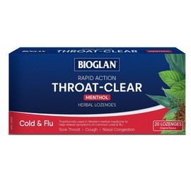 Bioglan Rapid Action Throat Clear Herbal Lozenges Menthol X 20
