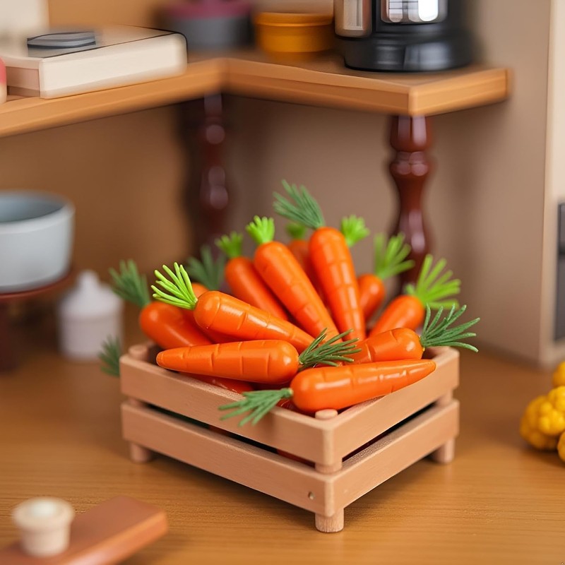 Nlinlin 15Pcs Miniature Carrot Models, Artificial Vegetables for Mini Kitchen