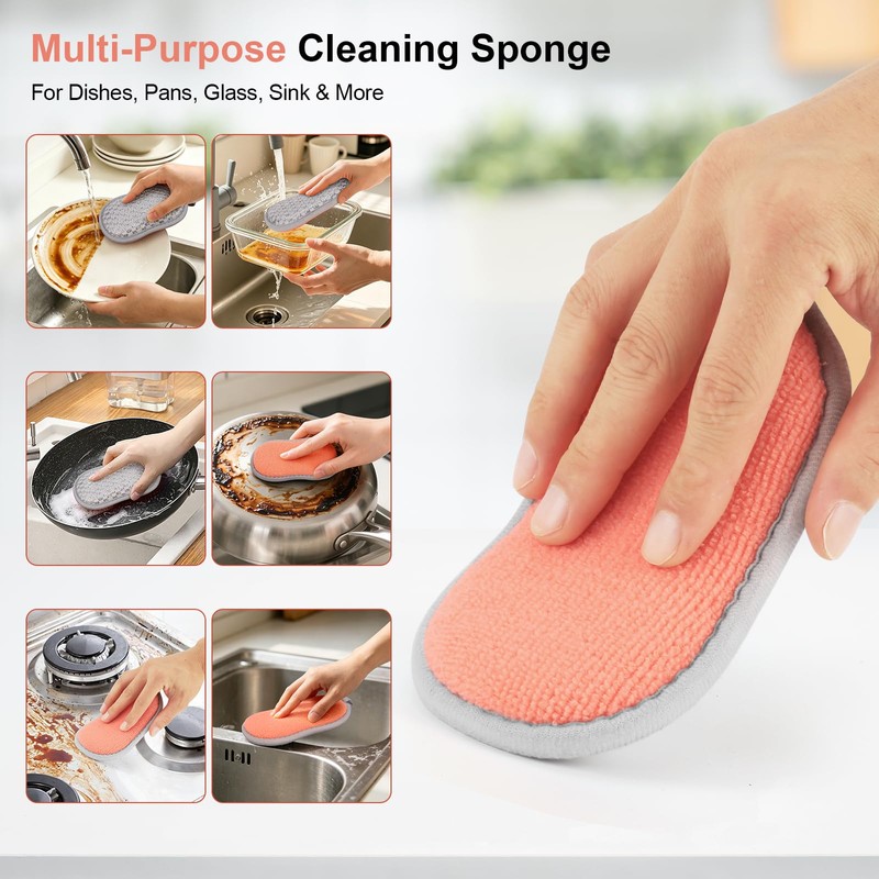 Kitchen Sponges for Washing Dishes, 1 Inch Thick Dual-Sided Dish