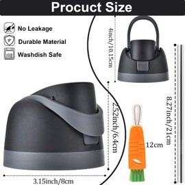 Haundry 2 Pack Replacement Lid for Owala Freesip, One Button Water Bottle Caps with Stainless Steel Straws and Brushes for Owala Cup 16oz 24oz 32oz 40oz, No Leakage Replacement Accessory for Owala