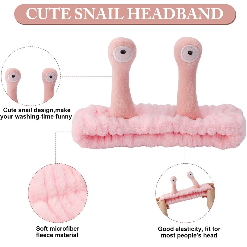 SuPoo Snail Face Wash Headband - Light Pink, Soft Microfiber