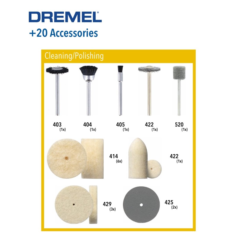 Dremel 684 Cleaning and Polishing Kit, Accessory Set with 20
