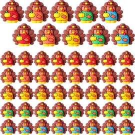 Domensi 50 Pcs Thanksgiving Mini Turkey Figurines Tiny Pumpkin Turkey Figure to Hide and Seek Little Pilgrim Statue Miniature Chicken for Thanksgiving Party Favor Gift Autumn Fall Table Centerpiece
