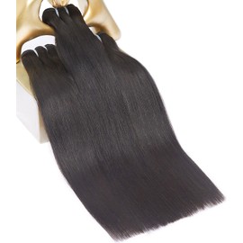 MLIP Raw Bundles Human Hair Straight, No Tangle Shedding, Keep Texture Silky Soft After Multiple Washes, 15A Raw Indian Hair Bundles 16 18 20 Inches, Triple Lifespan 3X
