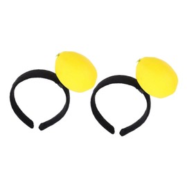 Healvian 2pcs Funny Headband Funny Costume Headwear Lemon Novelty Headpiece Lemon Costume Headband Fake Food Hair Decor Fruit Hair Hoop Fruit Holiday Party Headpiece Yellow Plastic