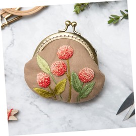 Gadpiparty 1 Set Handmade Embroidery Starter Kit DIY Coin Purse with Tools Wool Needle Accessories for Beginners for Women Easy to Follow Pattern Included