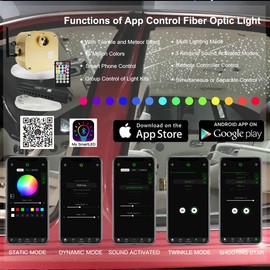 AKEPO Car Home 16W RGBW Twinkle APP+Music Control Fiber Optic Lights with Shooting Star Effect Star Ceiling Light Kit, Meteor+Light Engine+550pcs 4m/13.1ft 0.03in Optical Fiber Cable +Remote