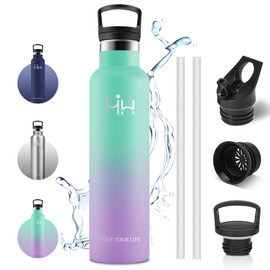 Vikaster Water Bottle, Thermos Flask, 1 Litre, BPA-Free Drinking Bottle, Thermos Bottle with Straw, Drinking Bottle for School, Fitness, Bike, Sports, Camping, Outdoor
