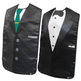 OHPHCALL 2pcs Adult Dining Bib Set Washable Polyester Saliva Bibs for Seniors Easy Clean Eating Protector for Men and Women