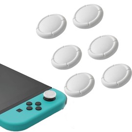 For Switch Joy-Con Analog Joystick Cover Button Cover 6 Pcs Dual Use Switch OLED & Switch Lite Controller Cap Replacement Repair Stick Cover Rubber Protective Cover (White)