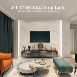 JOYLIT 24V COB LED Strip Lights 6000K Cool White 20FT/6M 320LEDs/M Uniform CRI 90+ Non Waterproof Tape Light for Cabinets, Shelves, Counters, Closets Decoration (LED Strip Only)