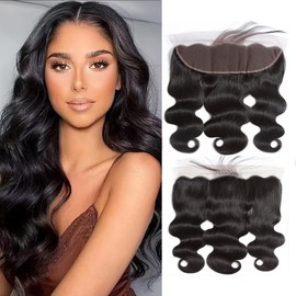 13x4 Lace Frontal Closure Body Wave 18 Inch Lace Frontal Ear to Ear Pre Plucked HD Lace Frontal Human Hair 100% Unprocessed 150% Density Brazilian Virgin Human Hair Natural Black