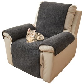 NUODWELL Thick Lambskin Cover for Deck Chairs Non-Slip Washable Chair Cover for Deck Chairs 1 Seater Super Soft Furniture Protector for Kids Pets (Dark Grey, 56 x 207 cm)