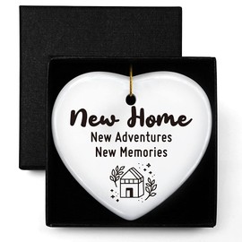 Housewarming Gifts for Women Apartment, New Home New Adventures New Memories, Housewarming Ornament Gifts for Couple Friends Family, Ornament Keepsake Sign Heart Plaque Gift for New Home Housewarming