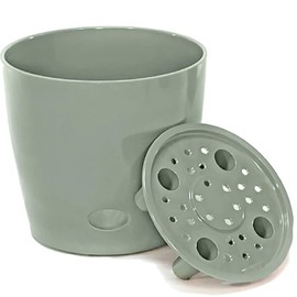 7 Inch Self-Watering Bamboo Planter (Sage Green) - Round - Bamboo Fiber - No Overwatering or Root Rot
