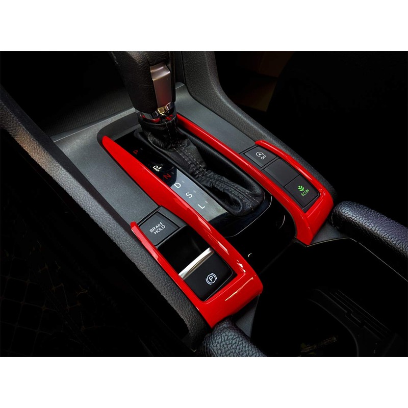 2Pcs ABS Red Interior Gear Shift Panel Frame Cover Decals