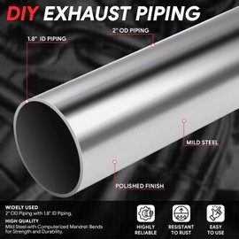Universal 2.0 Inch Exhaust Pipe Tubing Custom 90 Degree and U-Bend with Flared End Mild Steel Mandrel Bent Fit for Performance Exhaust Fabrication
