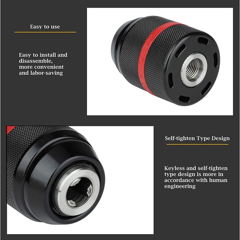 Suchinm Keyless Hand Drill Chuck, 1/2-20UNF Mount, 1-13mm Self-tightening, for
