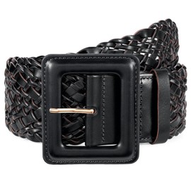 XZQTIVE Women Wide Braided Belts for Dresses Boho Leather Woven Waist Belt for Ladies