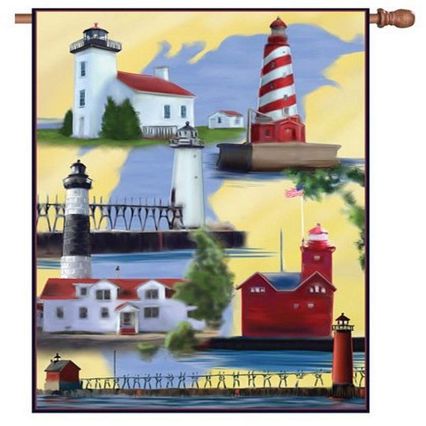 Premier Kites 52134 House Brilliance Flag, Michigan Lighthouse, 28 by 40-Inch