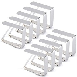Amokee Tablecloth Clip, 10 Stainless Steel Tablecloth Clips, Table Cloth Clips, Cuisine Tablecloth Holder, Table Cloth Clips, Tablecloth Clips for Restaurant, Parties, Picnics, Buffets, Silver