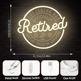 hhuohuona Retired Neon Sign The Legend Has Retired Led Sign Dimmable Neon Lights Happy Retirement Decorations Funny Retirement Gifts for Men Women Dad Coworkers