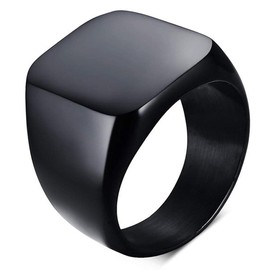 enhong Mens Rings Stainless Steel Square Signet Rings for Men,Black Pinky Thumb Ring for Dad Father Jewelry Gift for Him,Men's Ring for Biker Size 13