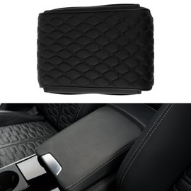 Hihaha Universal Center Console Cover Car Armrest Cover with Storage Bag Middle Console Cover Lid for Most Vehicle SUV Car Sedan 12.60"x8.66"x1.97" Black Napa Leather