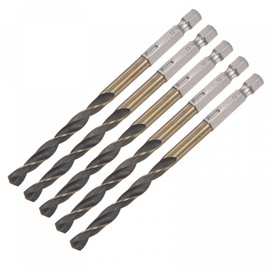 sourcing map High-Speed Steel Spiral Drill Bit 6 mm Diameter 1/4 Inch Hexagonal 114 mm Long Pack of 5