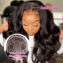 Emistar Wavy V Part Wig Wear And Go Glueless U Part Wig Body Wave Natural Black Synthtic Hair Soft As Human Hair Half Wigs For Black Women (#1B, 22 Inch)