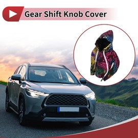 HEROFFIX 1 Pc Gear Shift Knob Cover Stick Shifting Handle Protector Bright Hoodie Style Black Colorful Fabric