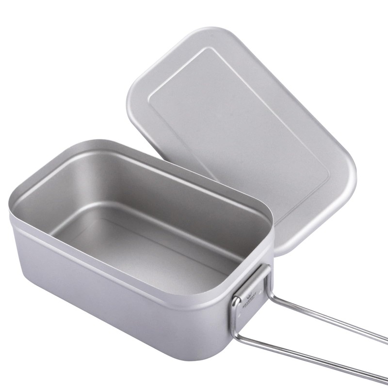 SILVERANT Titanium Bento Camping Lunch Box Mess Kit 800ml with