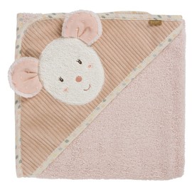 Fehn Hooded Bath Towel Mouse - Bath Poncho Made of Terry Cloth with Hood and Mouse Motif - Absorbent & Cuddly Soft - for Babies and Toddlers from 0+ Months