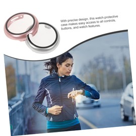 TEHAUX 2pcs Professional Protective Watch Covers for Pixel Watch Scratch Screen Protector Cases with Precise Fit Lightweight Easy Access to Controls Silver Rose Gold