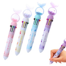 Ballpoint Pen Stationery Set [4 Pieces] Glitter Pen Stationery Multi Color Ballpoint Pen Custom Ballpoint Pen Favor DIY Set Graduation Gift Office Petite Gift Kids School Supplies
