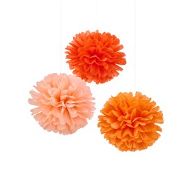 WEVEN Tissue Pom Poms Tissue Paper Flowers Tissue Fluff Balls Party Decorations 12-Inch Pack of 12 (Orange, Peach)